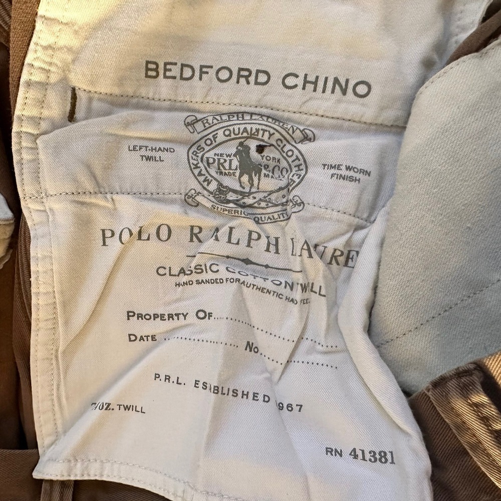 Polo Ralph Lauren Pants Men's‎ 38x34 Tan Classic Fit Pants Khaki Bedford Chino - Picture 5 of 15